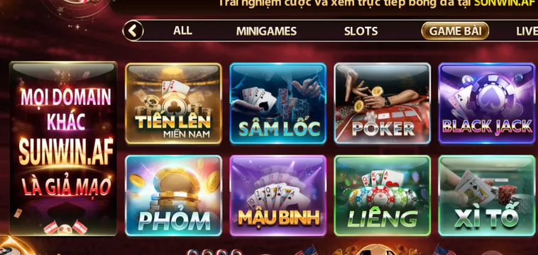 Sảnh game bài Sunwin - kho tàng đa dạng thể loại từ truyền thống đến hiện đại.
